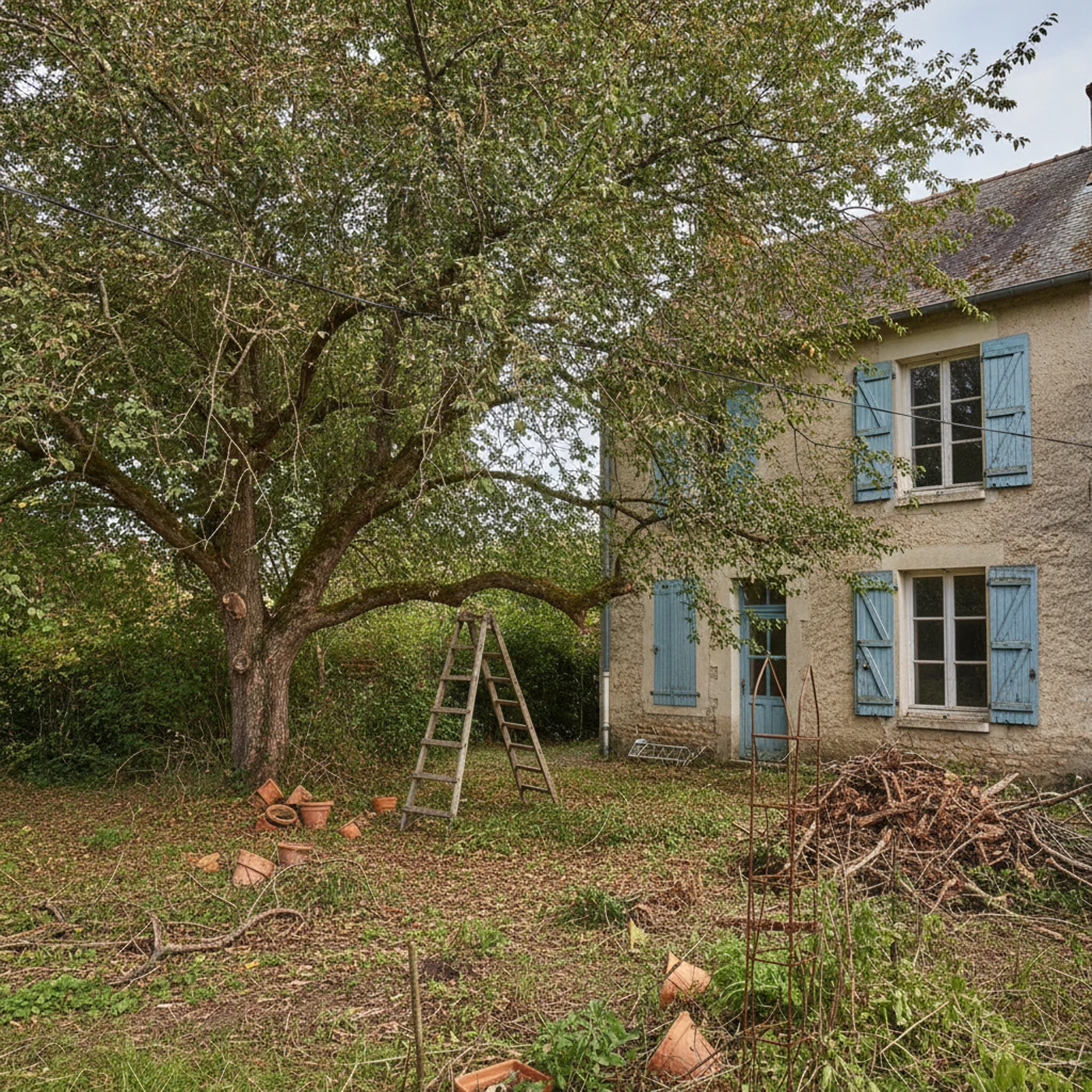 Arbre dense avant taille sanitaire à Pont-Sainte-Marie