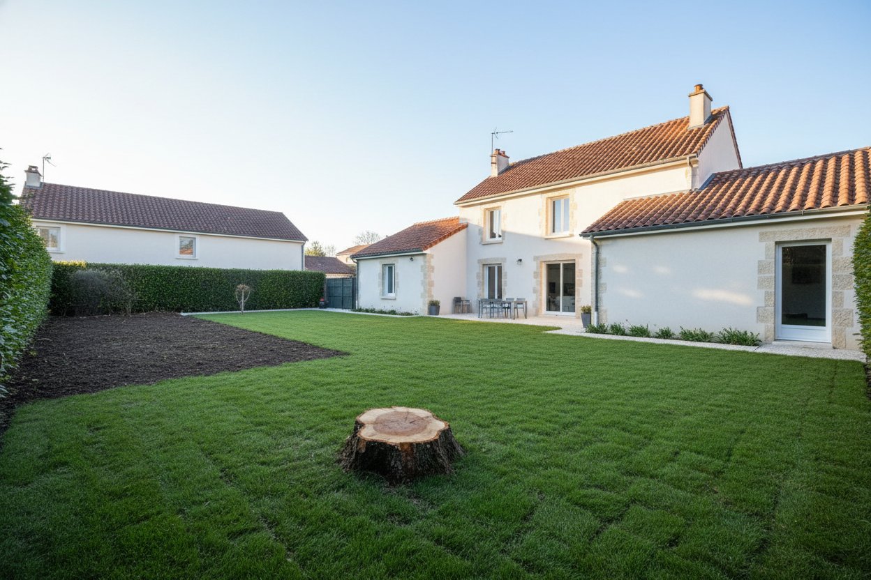 Jardin dégagé et nettoyé après abattage et évacuation complète aux Chartreux