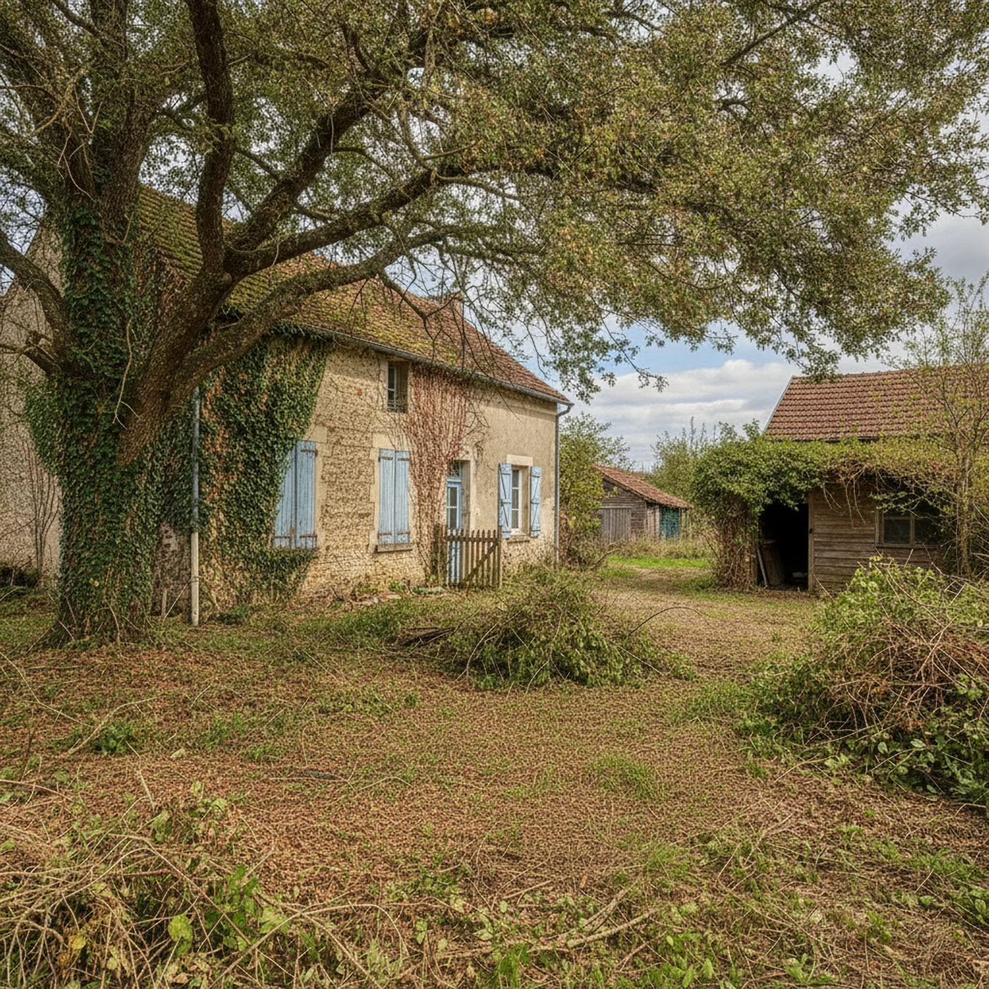 Passage dégagé après rognage de souche à Saint-Parres-aux-Tertres